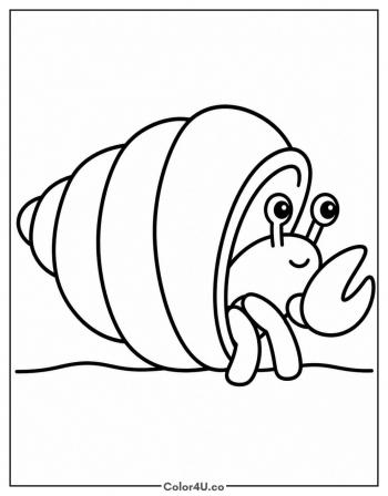 Hermit Crab in a Pasta Shell coloring page