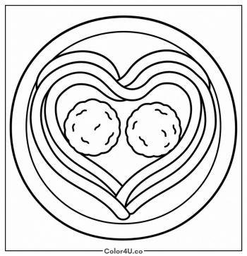 Spaghetti Heart for Valentine's Day coloring page
