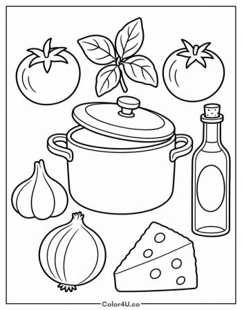 Pasta Sauce Ingredients coloring page