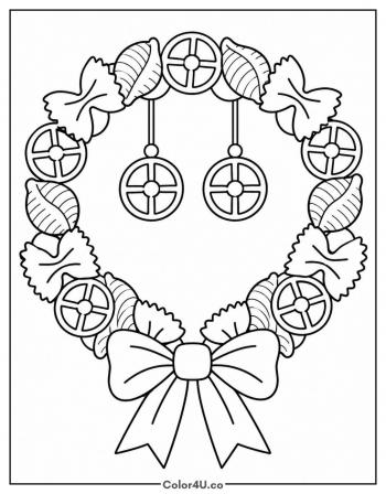 Pasta Christmas Wreath coloring page