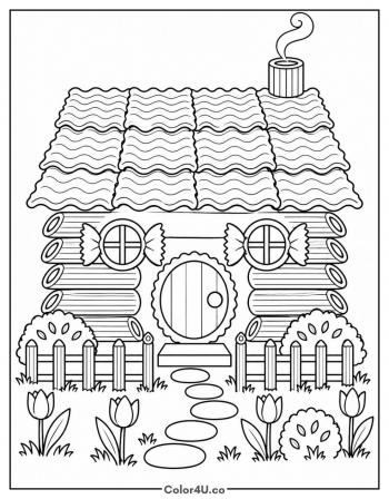 Whimsical Pasta Cottage coloring page