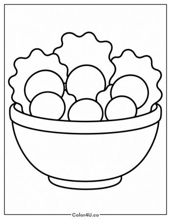 Simple Garden Salad Bowl coloring page