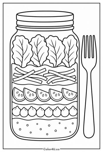 Layered Salad in a Jar coloring page