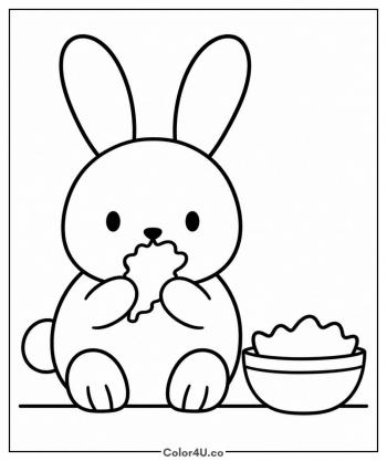 Bunny Nibbling a Salad coloring page