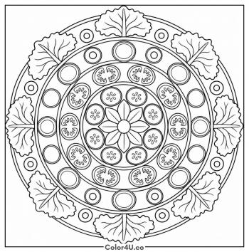 Salad Mandala coloring page