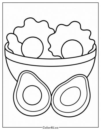 Avocado Salad Bowl coloring page