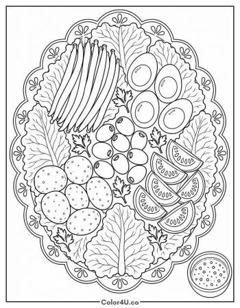 Salade Nicoise Platter coloring page