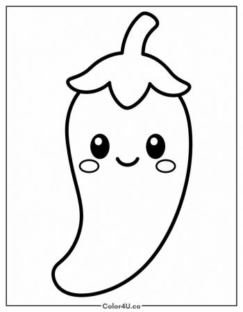 Kawaii Chili Pepper coloring page