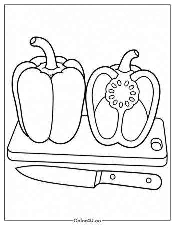 Bell Pepper Cut in Half coloring page