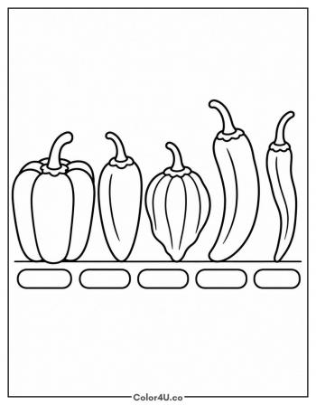 Pepper Varieties Lineup coloring page
