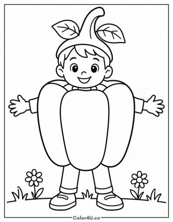 Kid in a Pepper Costume coloring page