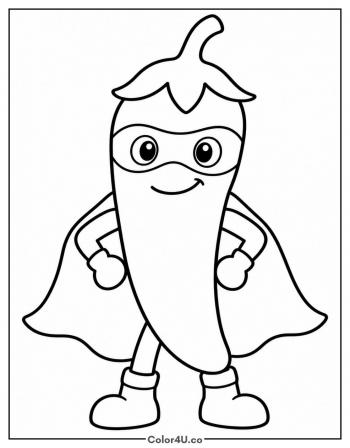 Chili Pepper Superhero coloring page