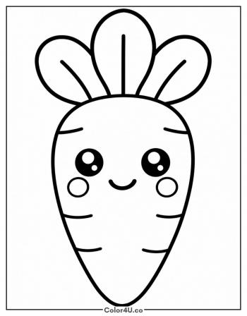Kawaii Carrot with a Smiling Face coloring page