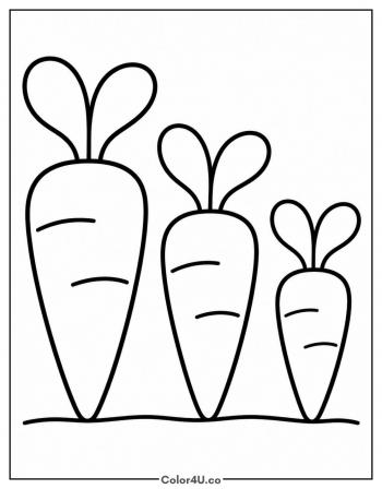 Three Carrots in a Row coloring page