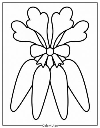 Bunch of Carrots Tied with a Ribbon coloring page