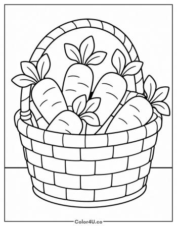 Basket of Fresh Carrots coloring page