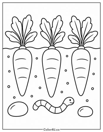 Carrots Growing in the Soil coloring page