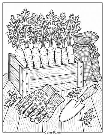 Carrot Harvest Still Life coloring page