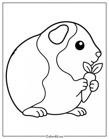 Guinea Pig Nibbling a Carrot coloring page