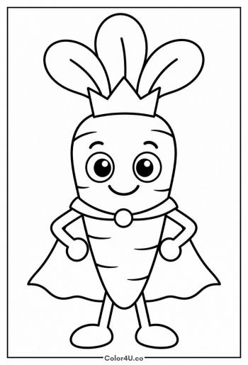 Carrot Wearing a Crown coloring page