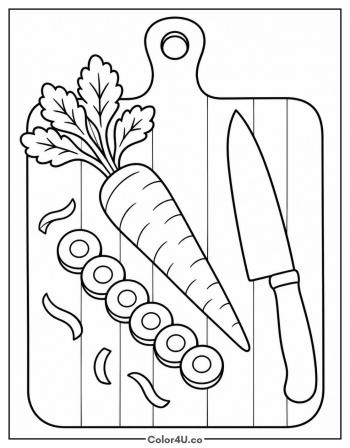 Carrots on a Cutting Board coloring page