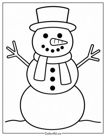 Snowman with a Carrot Nose coloring page