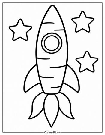 Carrot Rocket Ship coloring page