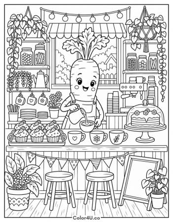Cozy Carrot Cafe coloring page
