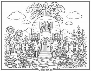 Carrot Cottage House coloring page