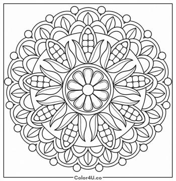 Corn Mandala coloring page