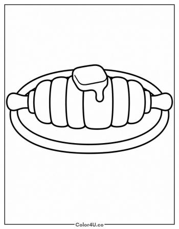 Buttered Corn on the Cob on a Plate coloring page