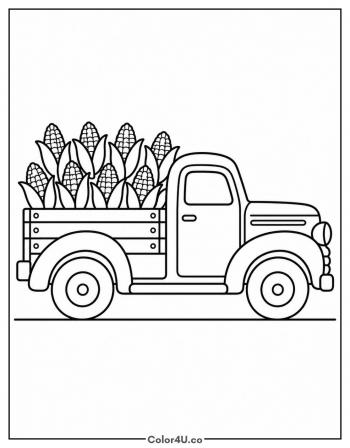 Farm Truck Loaded with Corn coloring page