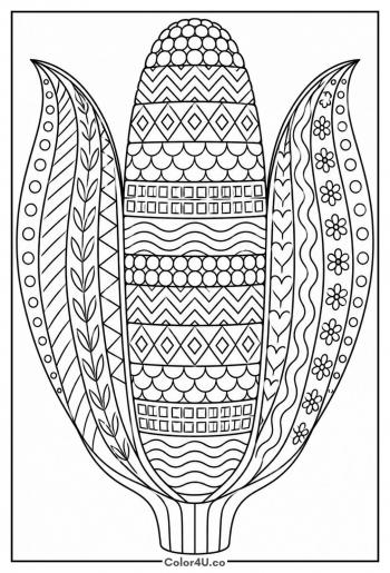 Zentangle Corn Cob coloring page