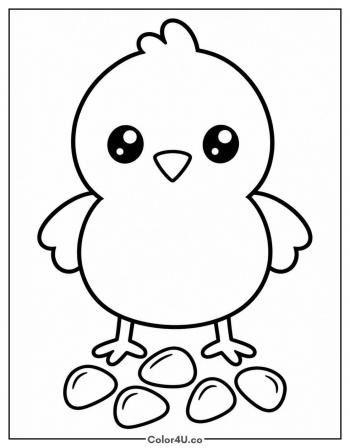 Little Chick with Corn Kernels coloring page