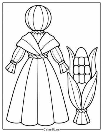 Traditional Corn Husk Doll coloring page
