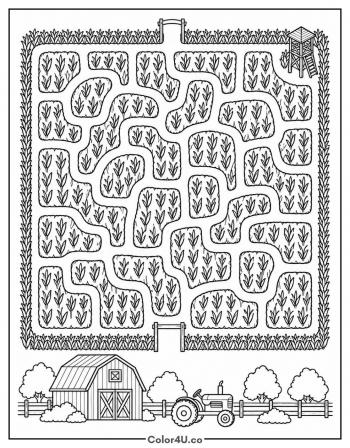 Corn Maze from Above coloring page