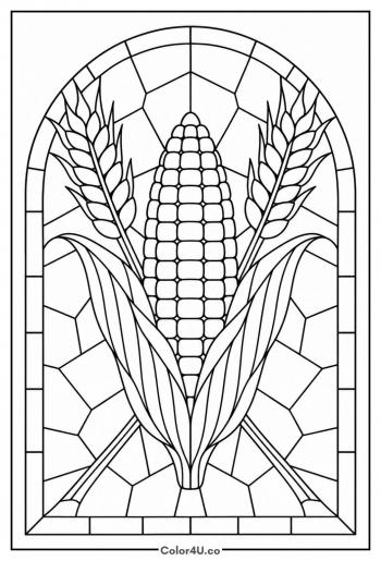 Stained Glass Corn coloring page