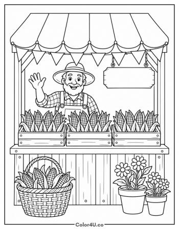 Farmers Market Corn Stand coloring page