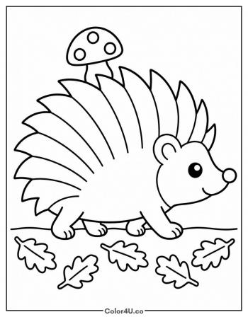 Hedgehog Carrying a Mushroom coloring page