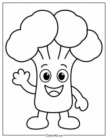 Happy Smiling Broccoli coloring page