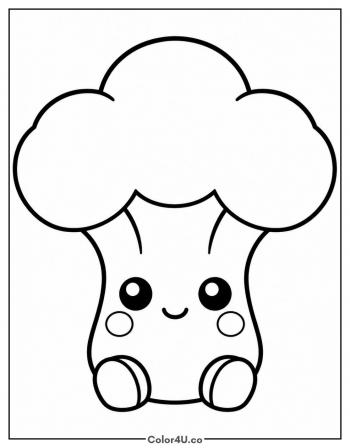 Kawaii Baby Broccoli coloring page