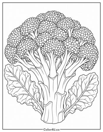 Realistic Broccoli Head coloring page