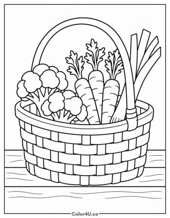Broccoli in a Market Basket coloring page