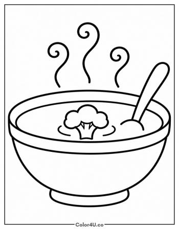 Bowl of Broccoli Soup coloring page