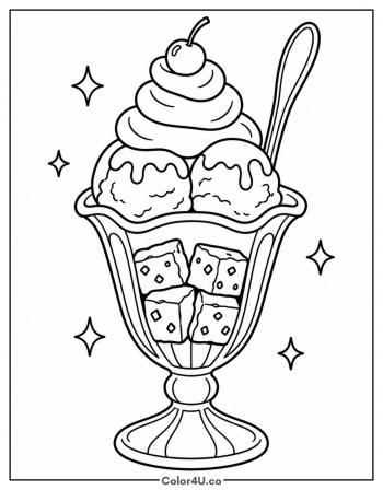 Brownie Sundae in a Tall Glass coloring page