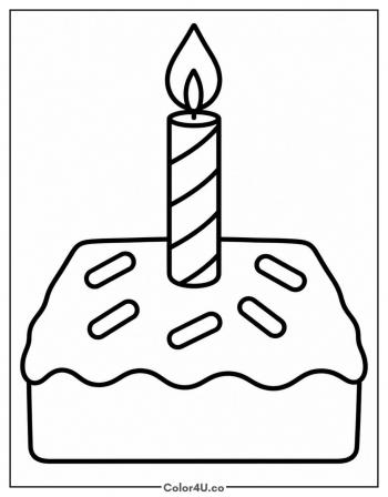 Birthday Brownie With a Candle coloring page