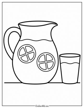 Lemonade Pitcher and Glass coloring page