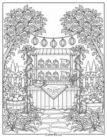 Lemonade Stand in a Lemon Grove coloring page