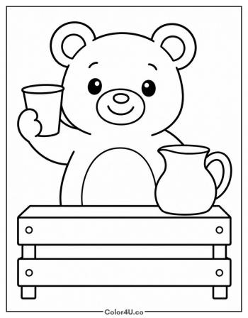 Bear Cub Selling Lemonade coloring page