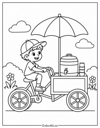 Lemonade Bike Cart coloring page